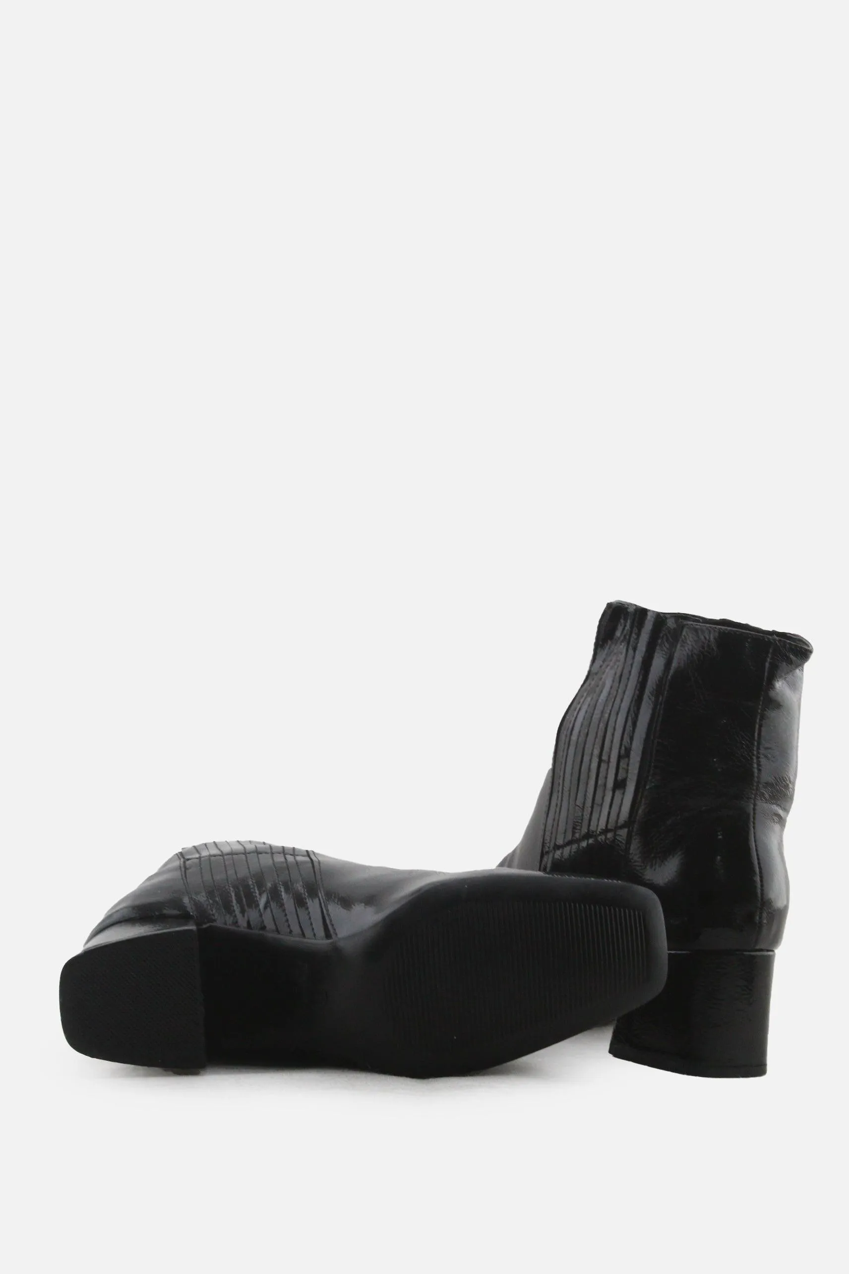 European Brand Stretchable Block Heels Ankle Boots | 100% Synthetic Leather