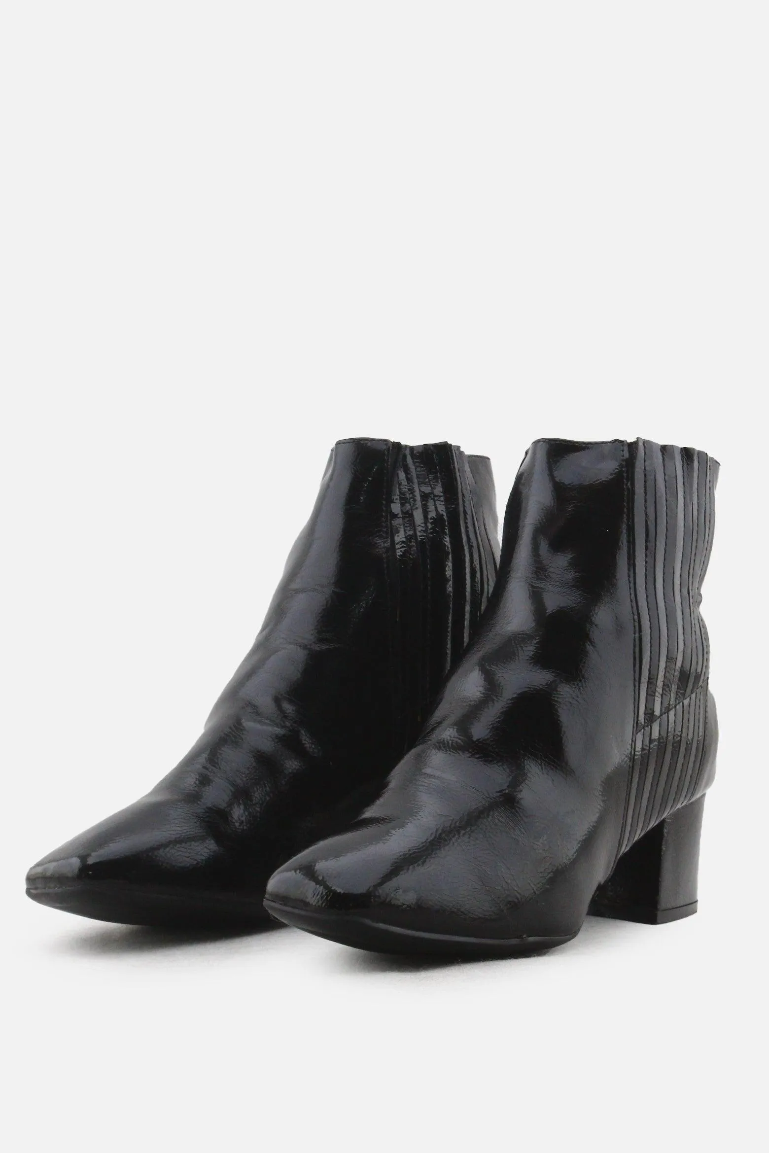 European Brand Stretchable Block Heels Ankle Boots | 100% Synthetic Leather