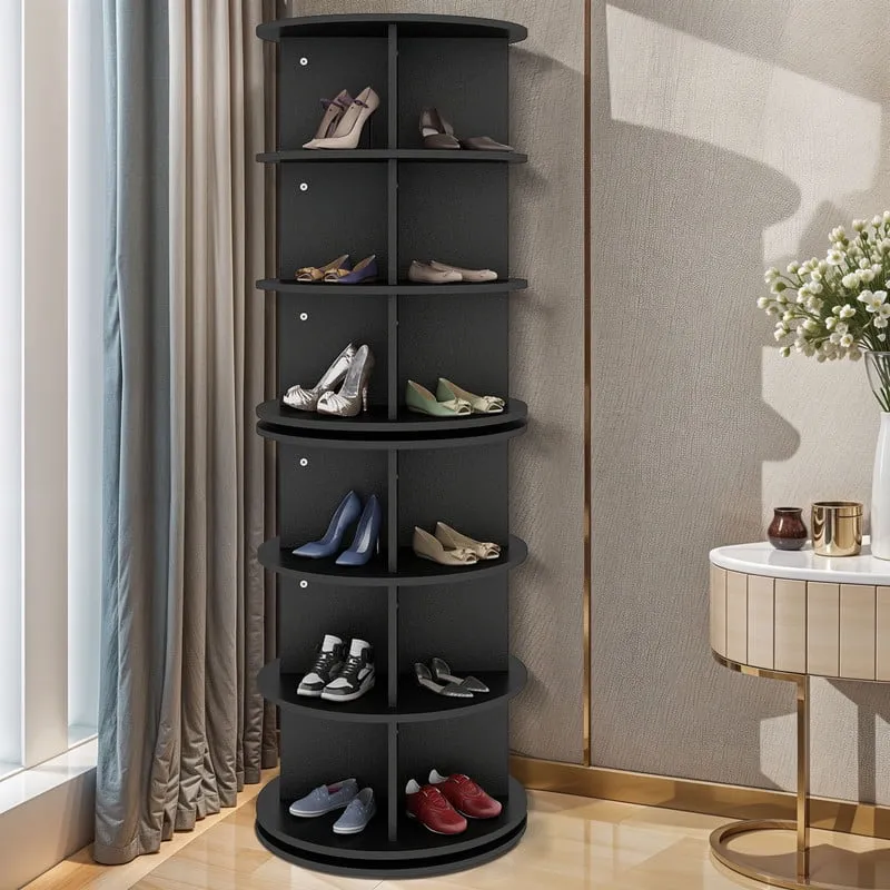 everyday Rotating Shoe Rack, 6-tier Spinning Shoe Rack Tower, 360Â° Rotating Shoe Organizer, Vertical Handbag Rotate Shoes Closet Organization for Entryway, Living Room, Hallway, White