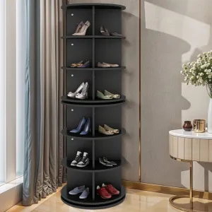 everyday Rotating Shoe Rack, 6-tier Spinning Shoe Rack Tower, 360Â° Rotating Shoe Organizer, Vertical Handbag Rotate Shoes Closet Organization for Entryway, Living Room, Hallway, White