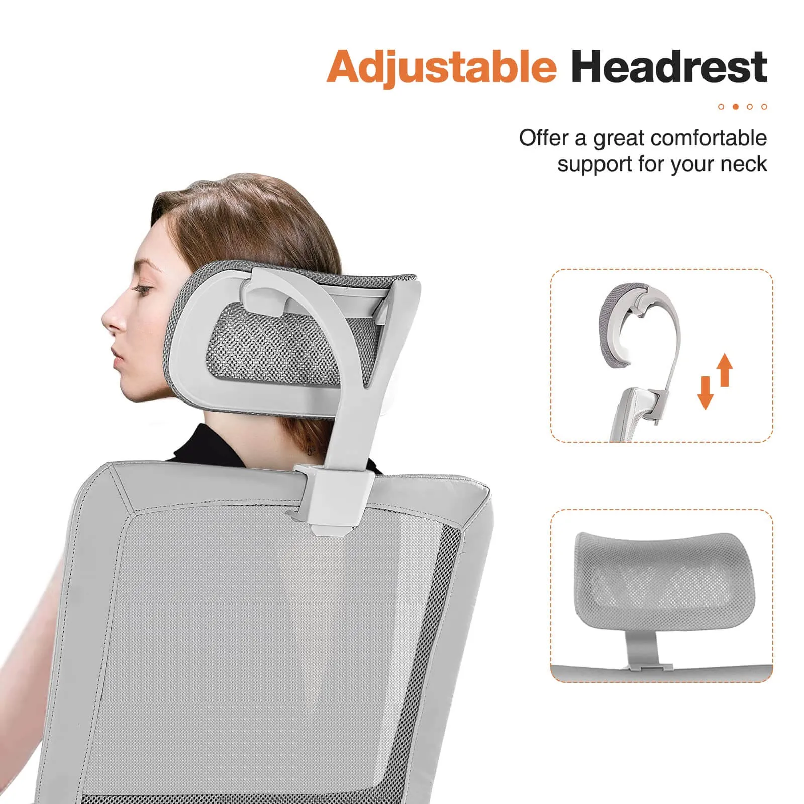 High Back Ergonomic Swivel Office Chair with Adjustable Headrest and Lumbar Support