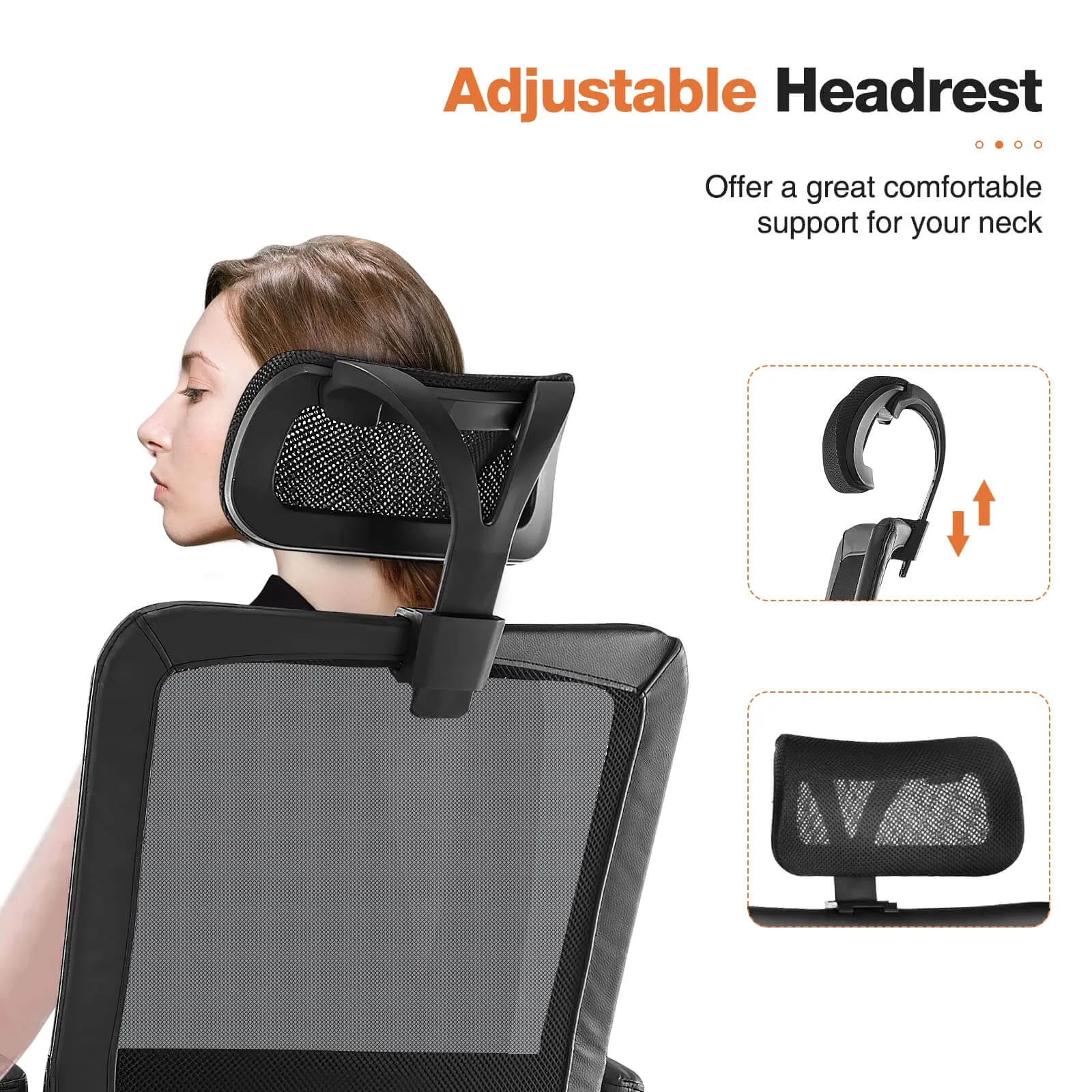 High Back Ergonomic Swivel Office Chair with Adjustable Headrest and Lumbar Support