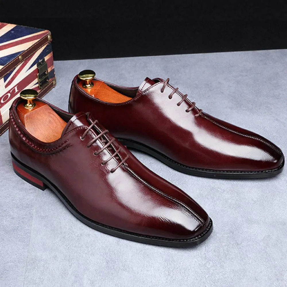Italian handmade square toe business dress monk shoes