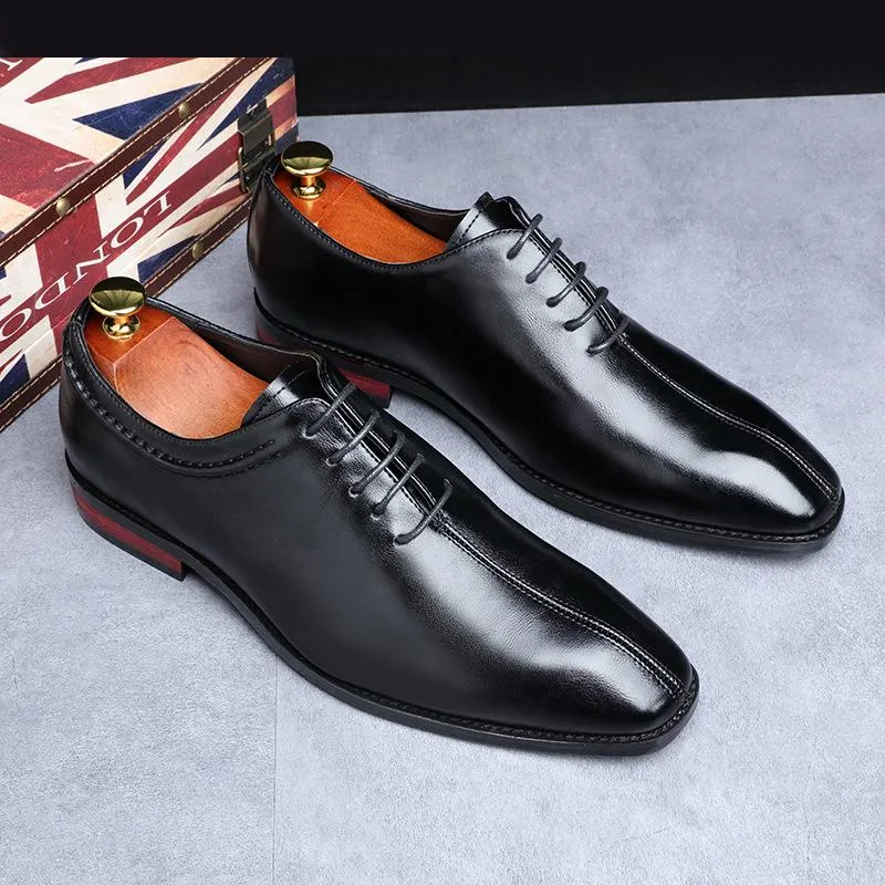 Italian handmade square toe business dress monk shoes