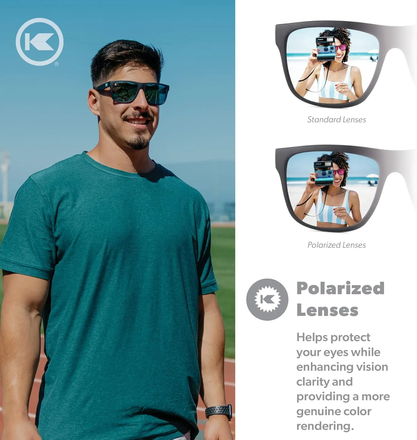 Knockaround Torrey Pines and Sport Polarized Sunglasses for Men & Women - Impact Resistant Lenses & Full UV400 Protection