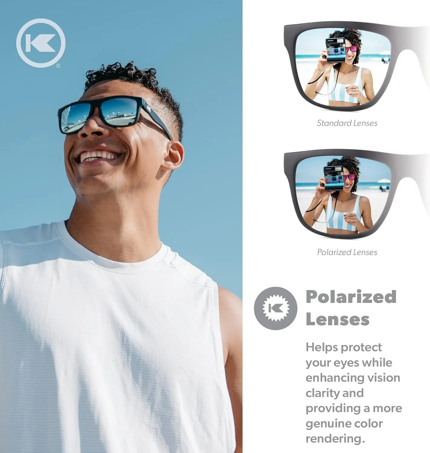 Knockaround Torrey Pines and Sport Polarized Sunglasses for Men & Women - Impact Resistant Lenses & Full UV400 Protection
