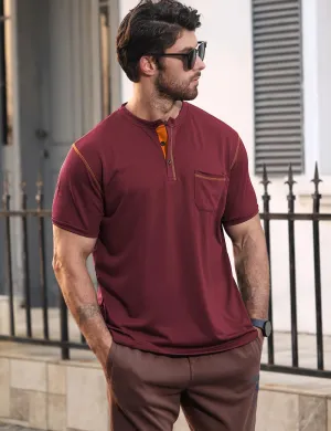 Men's Henley Shirt Short Sleeve T-Shirt Casual Top Pullover Summer Lightweight Tee Shirts with Button
