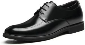 Men's Pointed Toe Elevator Formal Dress Shoes Lace Up Stylish Business Shoes Non-Slip Office Wedding Casual Leather Shoes