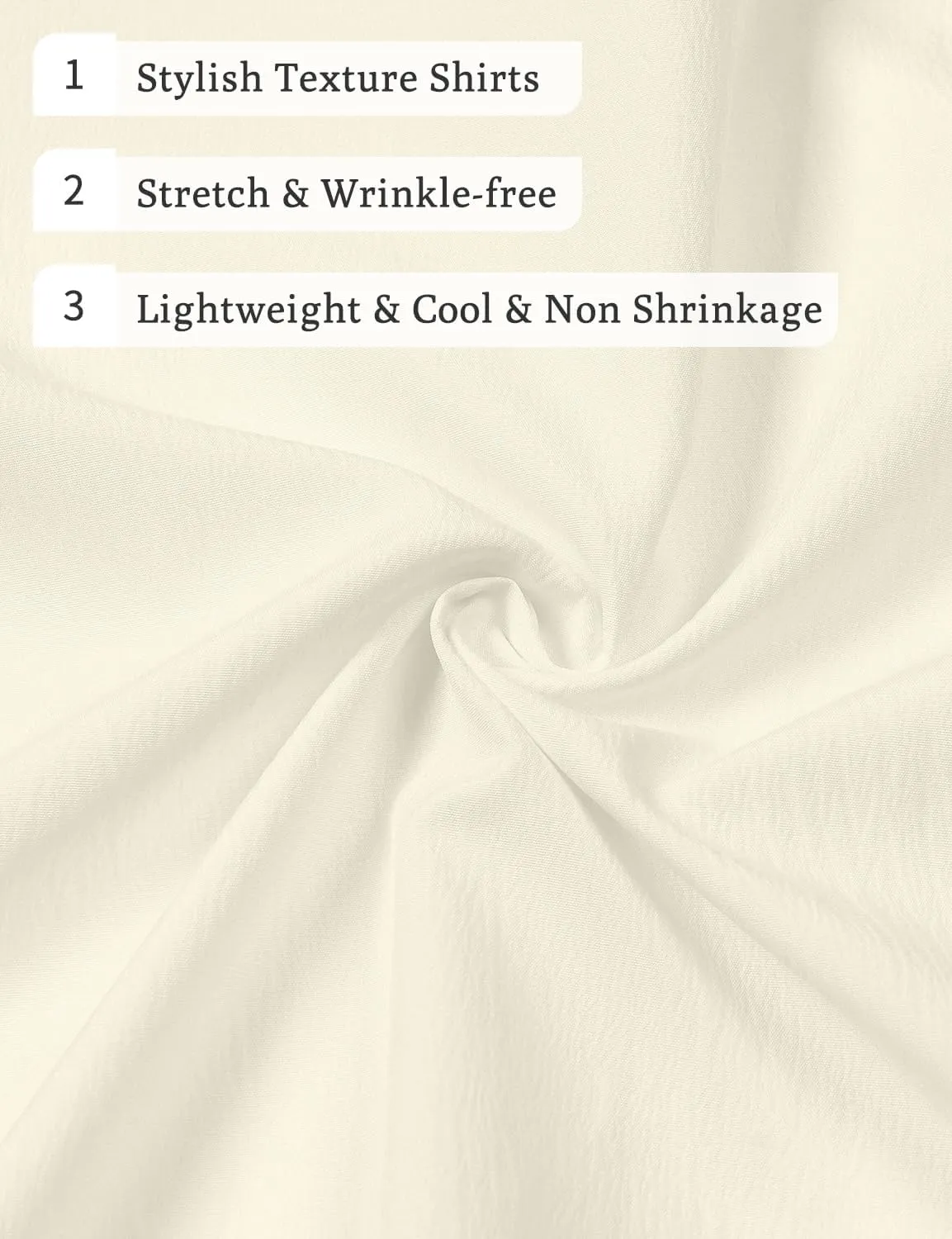 Men's Stretch Wrinkle Free Short Sleeve Texture Shirt Lightweight Summer Button Down Shirts for Beach Vacation