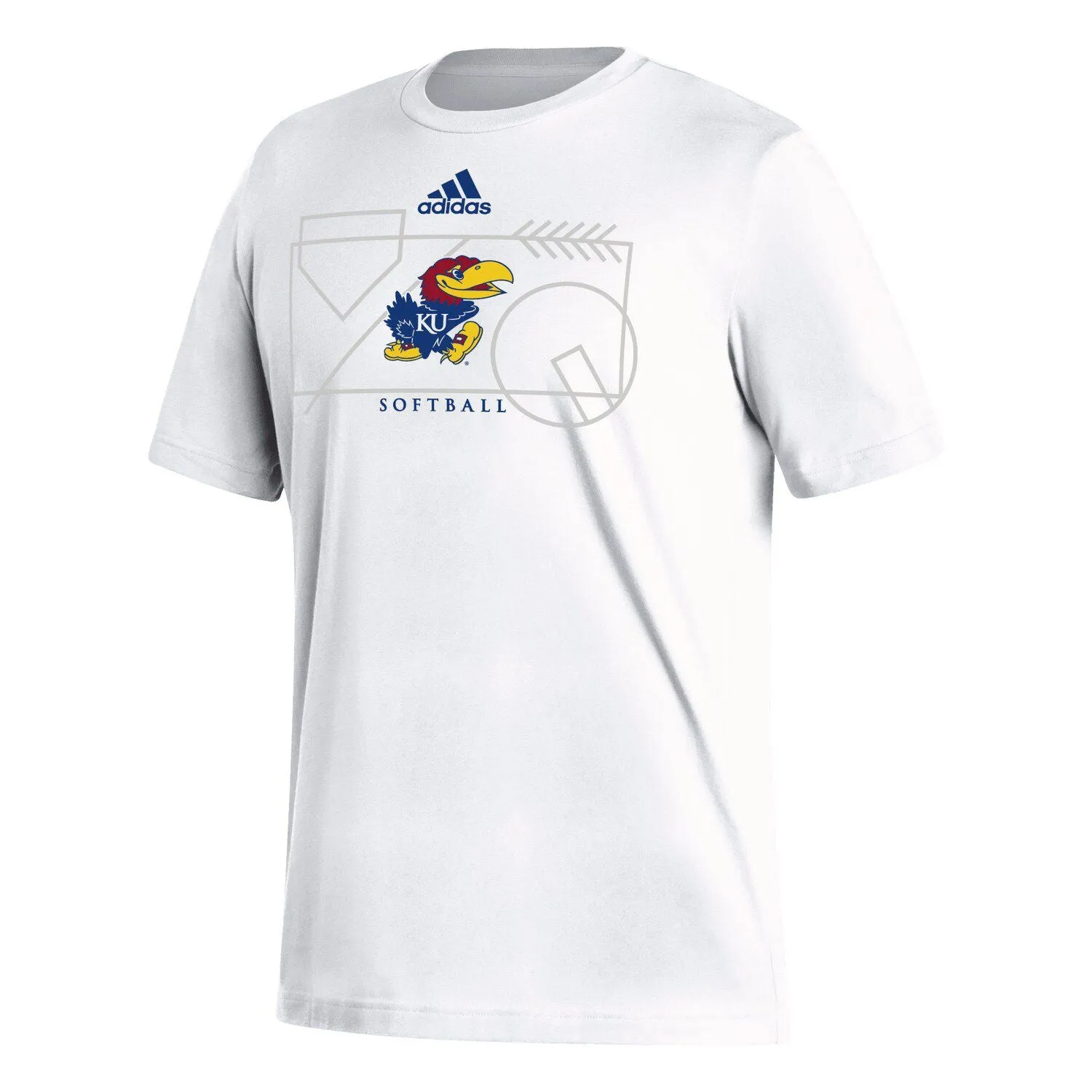 Men's White Kansas Jayhawks Locker Lines Softball Fresh adidas T-Shirt