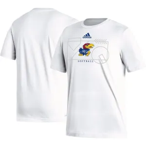 Men's White Kansas Jayhawks Locker Lines Softball Fresh adidas T-Shirt