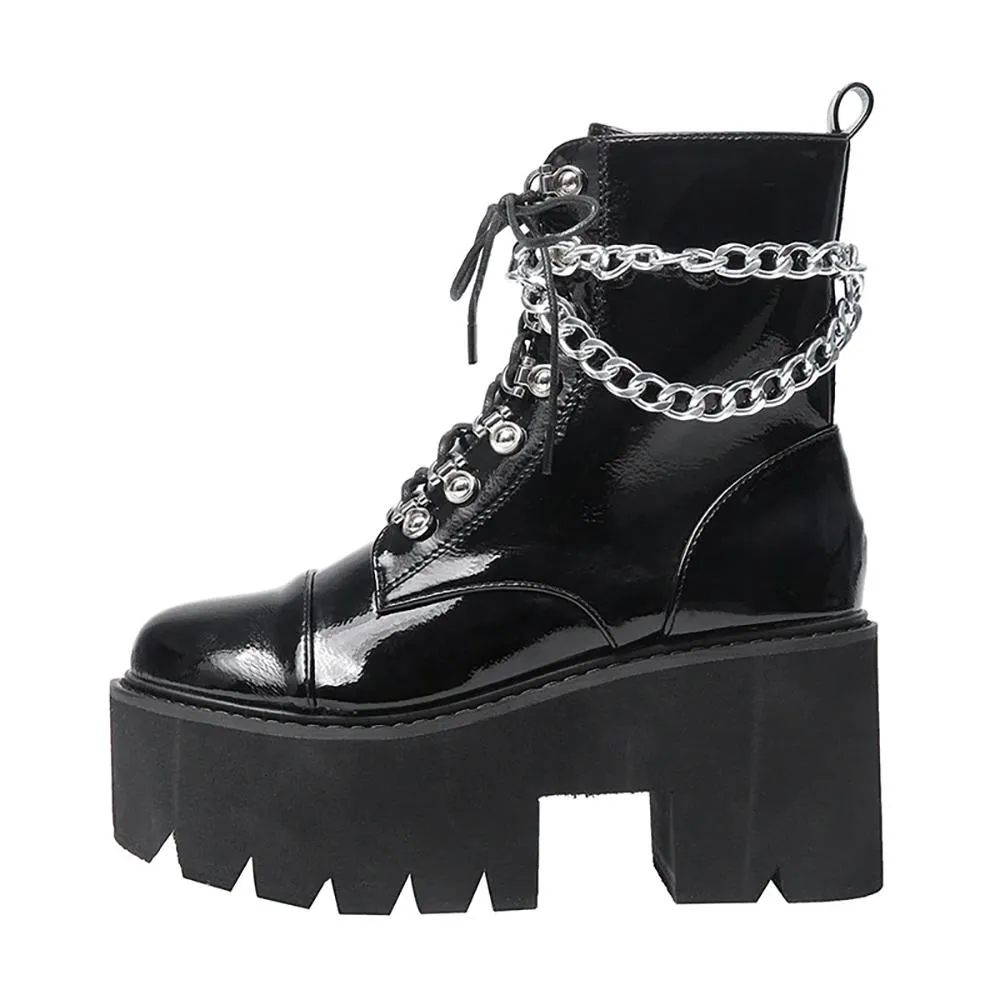 Metal Chain Ankle Boots