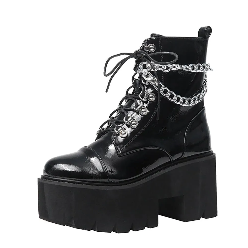 Metal Chain Ankle Boots