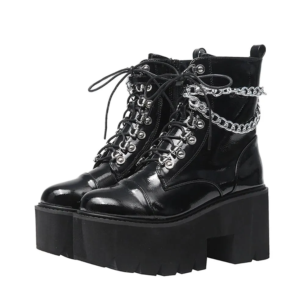Metal Chain Ankle Boots
