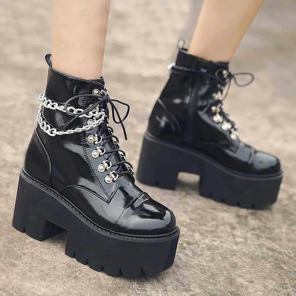 Metal Chain Ankle Boots