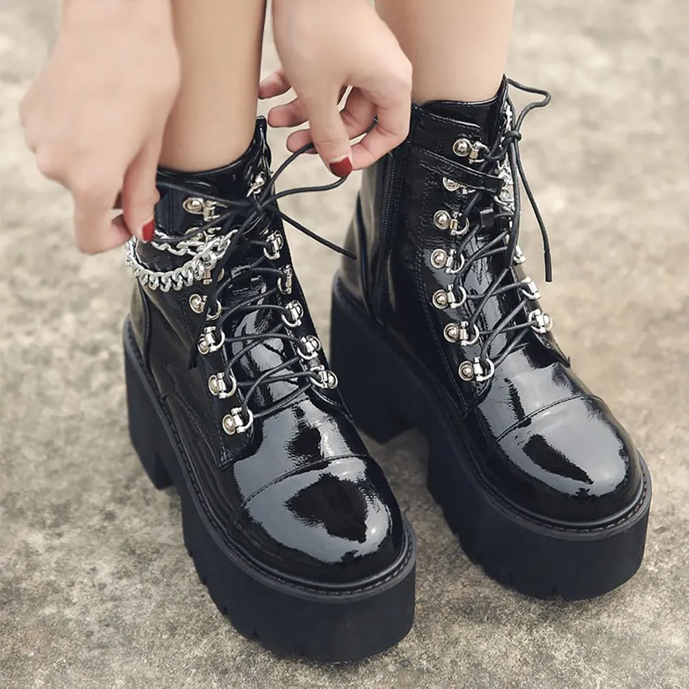 Metal Chain Ankle Boots
