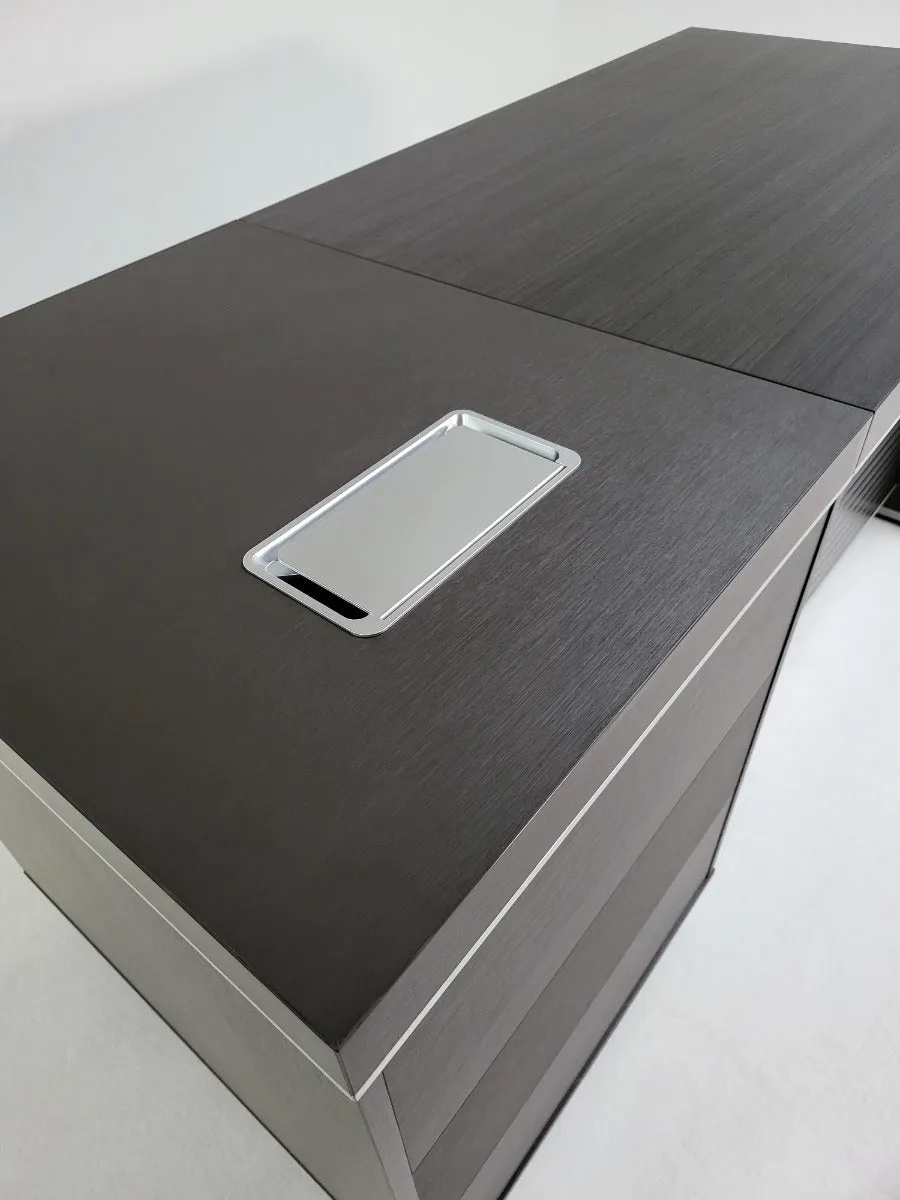 Modern Grey Oak Executive Office Desk with Built in Storage - 1600mm - BJS-X1616