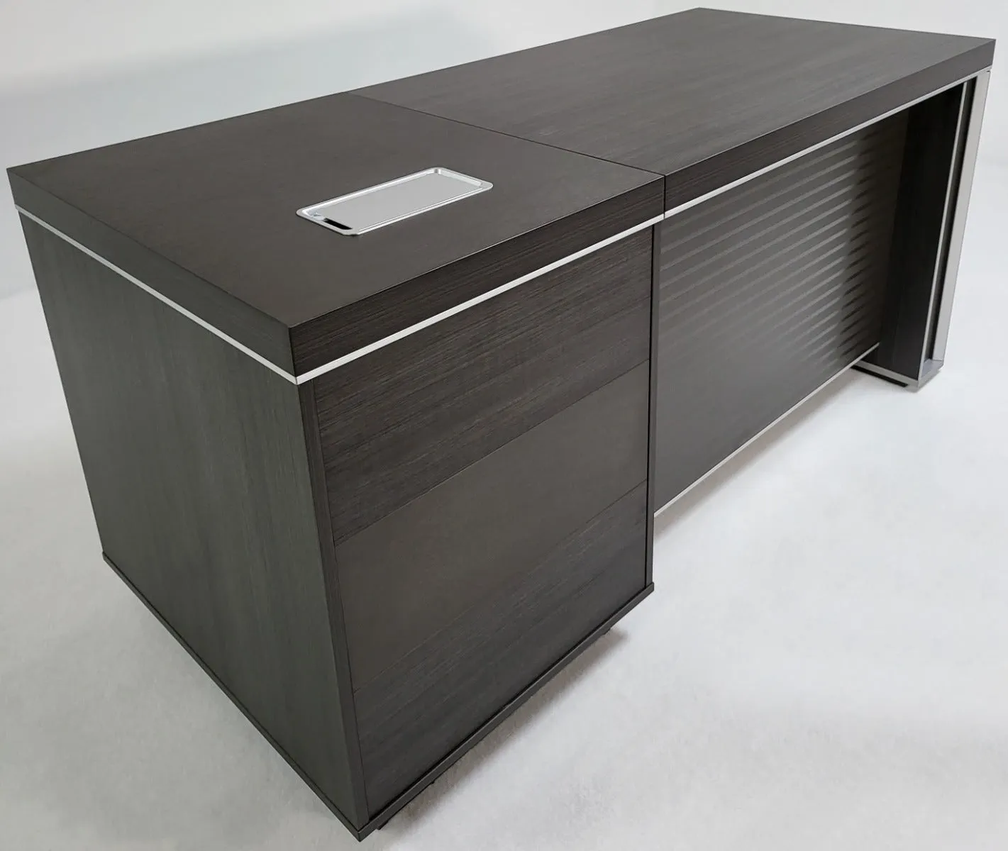 Modern Grey Oak Executive Office Desk with Built in Storage - 1600mm - BJS-X1616