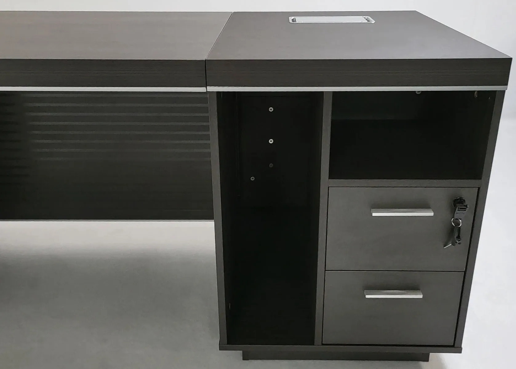 Modern Grey Oak Executive Office Desk with Built in Storage - 1600mm - BJS-X1616