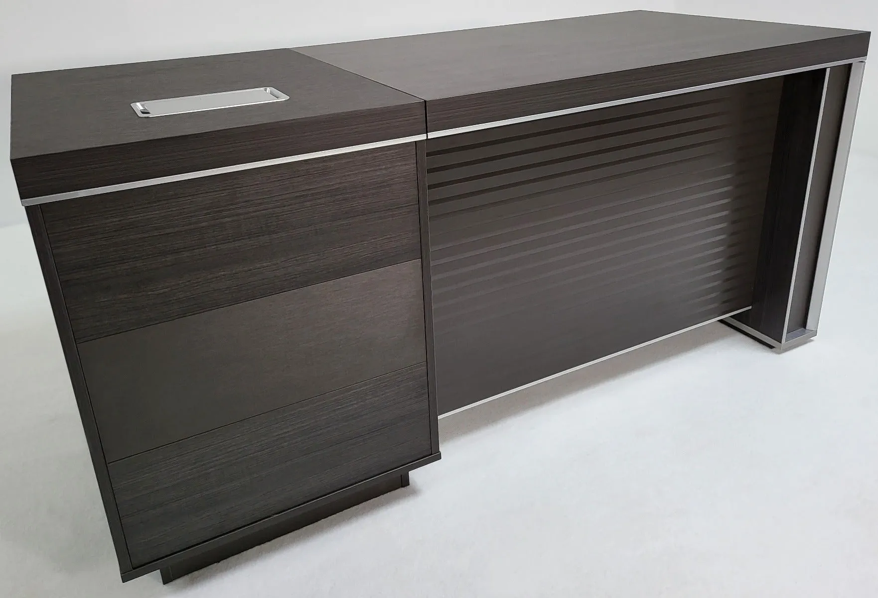 Modern Grey Oak Executive Office Desk with Built in Storage - 1600mm - BJS-X1616