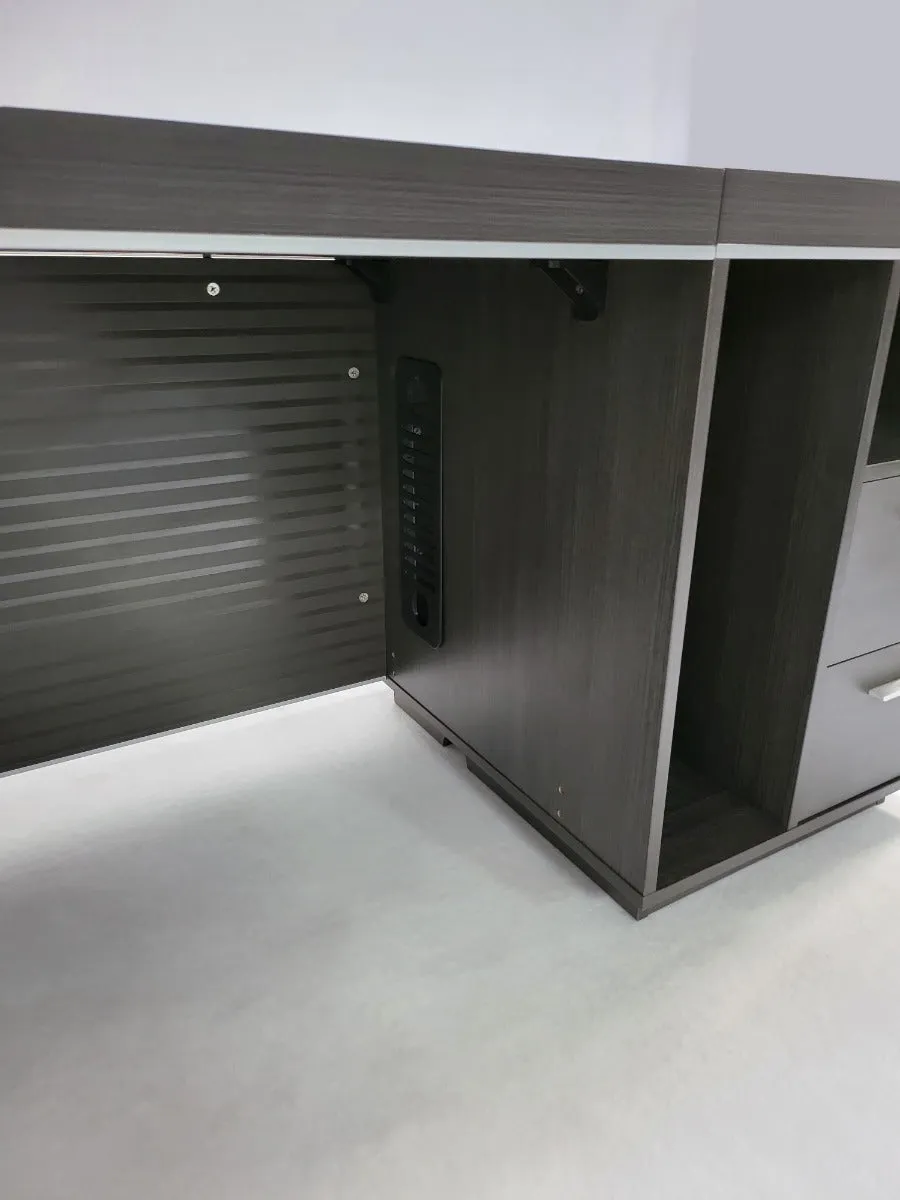 Modern Grey Oak Executive Office Desk with Built in Storage - 1600mm - BJS-X1616