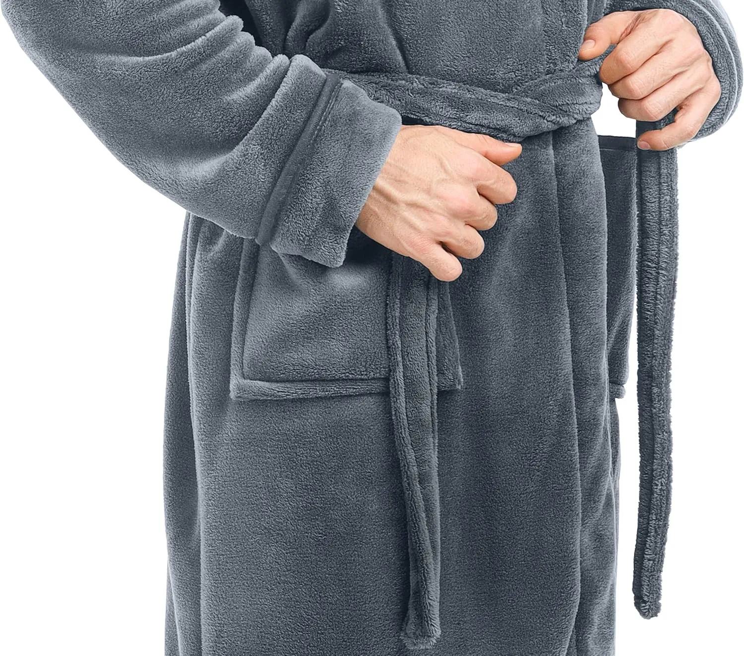 NY Threads Luxurious Men's Shawl Collar Fleece Bathrobe Long Spa Robe