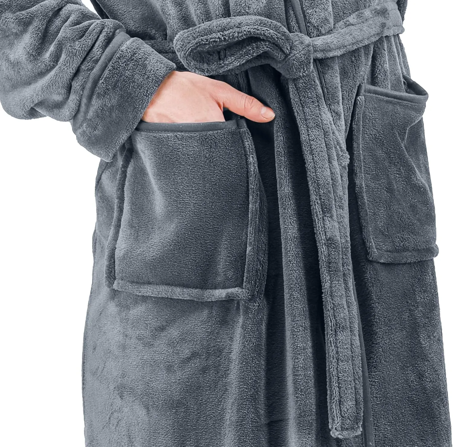 NY Threads Luxurious Men's Shawl Collar Fleece Bathrobe Long Spa Robe