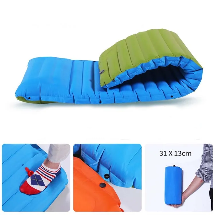Outdoor Camping Foot Type Automatic Portable Inflatable Bed Beach Mat Picnic Mat Folding TPU Air Cushion(Black With Gray)