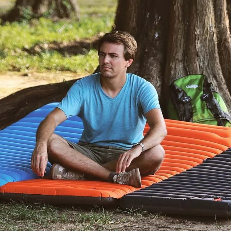 Outdoor Camping Foot Type Automatic Portable Inflatable Bed Beach Mat Picnic Mat Folding TPU Air Cushion(Black With Gray)