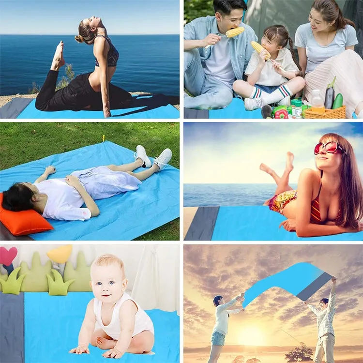 Polyester Waterproof Plaid Cloth Pocket Picnic Mat Outdoor Camping Beach Mat, Size: 2.1 x 2m(Orange   Gray)