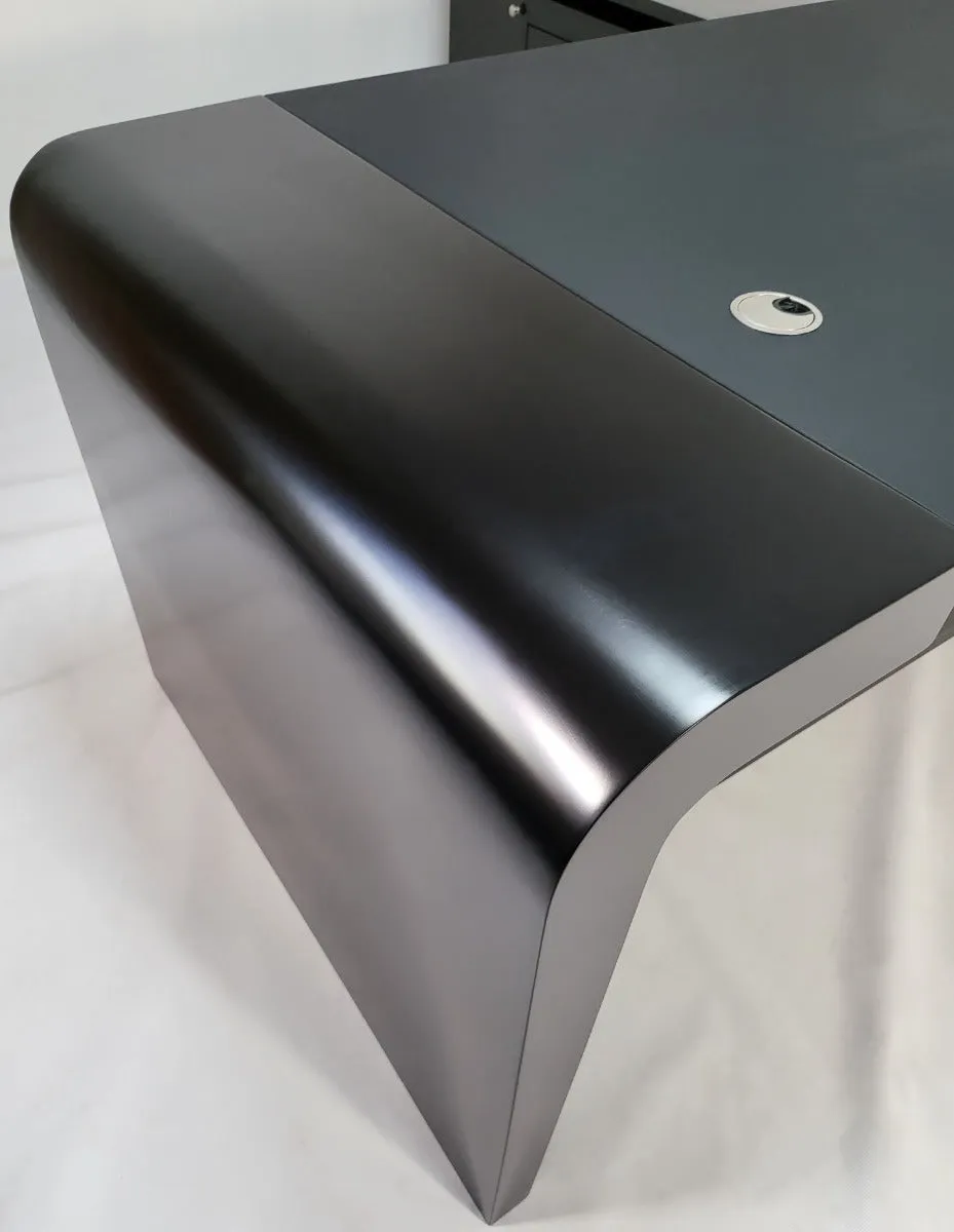 Prosparae Modern Black Executive Desk with Return & Pedestal - T1381-1.8