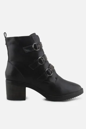 Roma Gattinoni Zipper Buckle Straps Block Heels Ankle Boots | 100% Authentic Leather