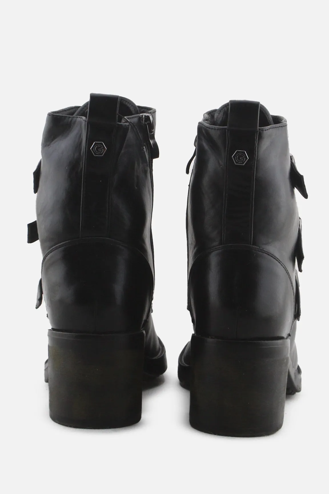 Roma Gattinoni Zipper Buckle Straps Block Heels Ankle Boots | 100% Authentic Leather