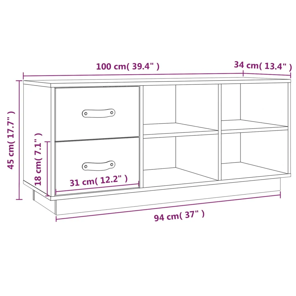 Shoe Bench White 100x34x45 cm Solid Wood Pine