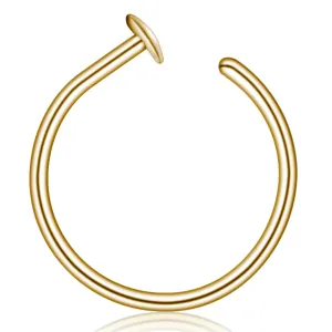 Small Thin Gold or Sterling Silver Nose Ring Hoop for Women, Adjustable with Stopper (14k Gold-Filled, 5-6mm / 22 gauge)