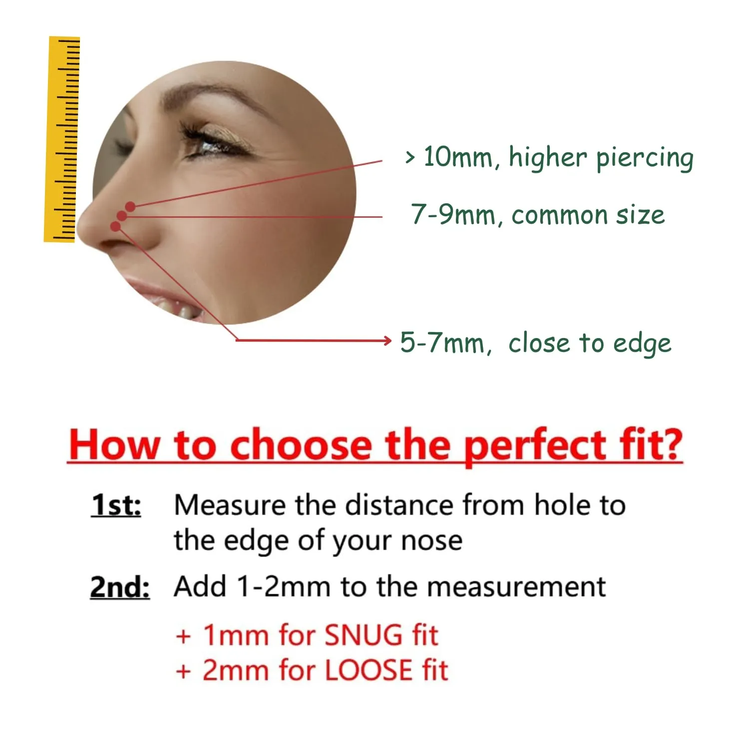 Small Thin Gold or Sterling Silver Nose Ring Hoop for Women, Adjustable with Stopper (14k Gold-Filled, 5-6mm / 22 gauge)