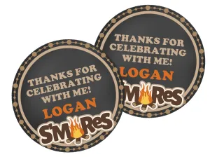 S'mores Birthday Party Stickers Or Favor Tags