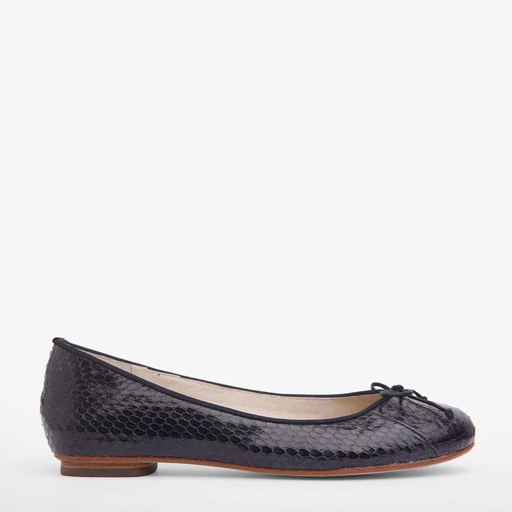Tina Navy Snake Ballet Flat