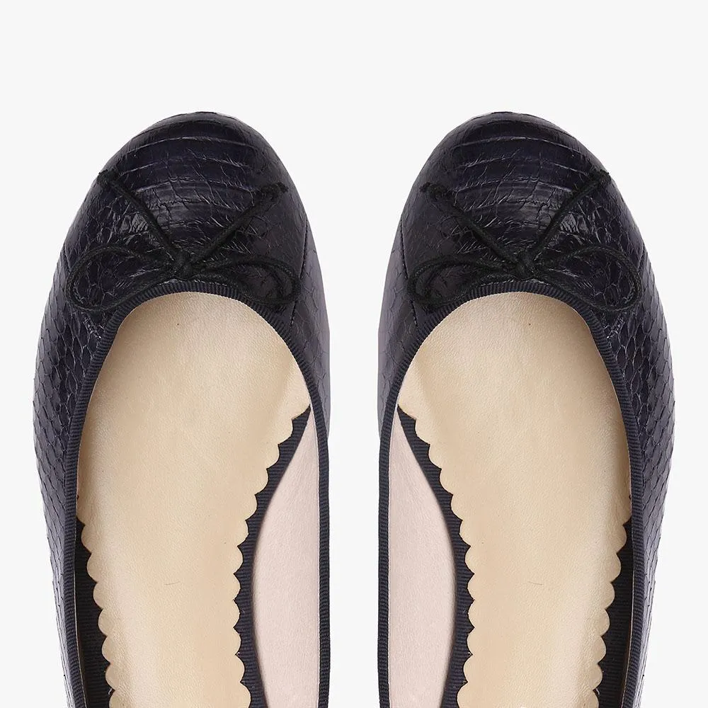 Tina Navy Snake Ballet Flat
