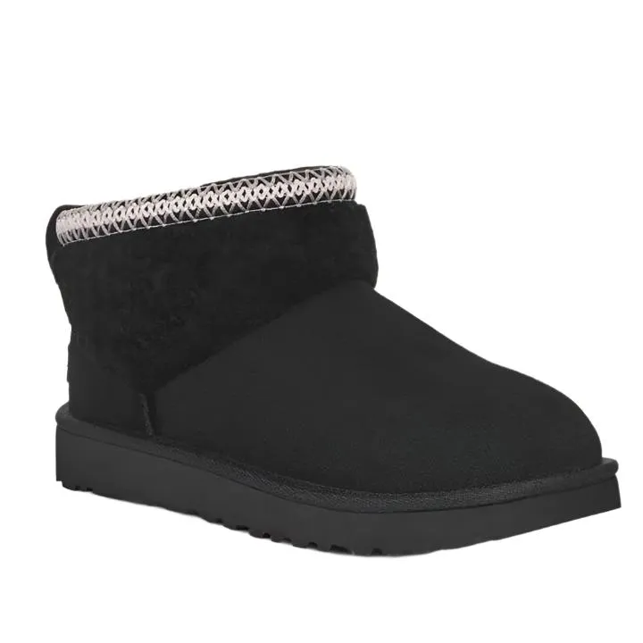 UGG ULTRA MINI MAXI CURLY BLACK BOOTS