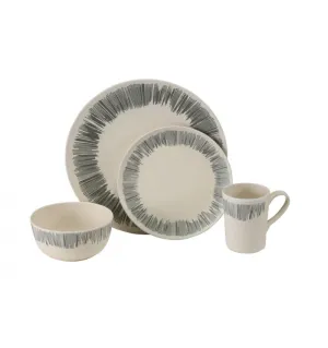 Vango 2 Person Bamboo Tableware Set (Grey Stripe)