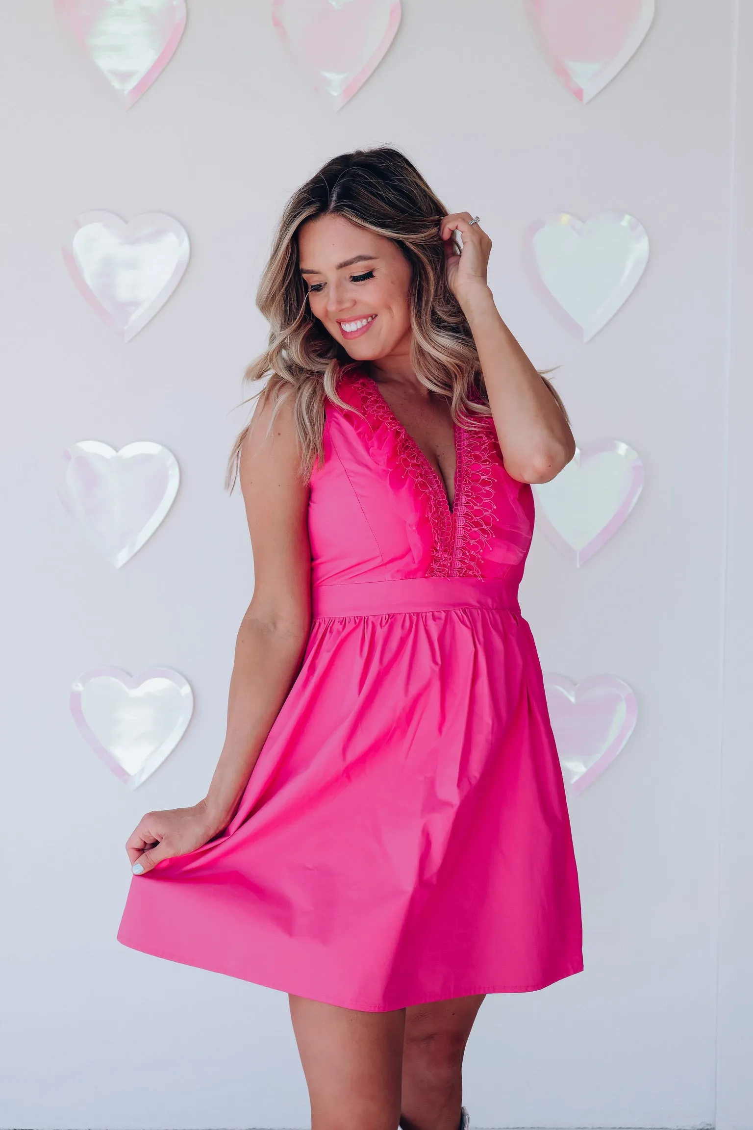 Victoria Tulle And Lace Trim Sun Dress - Pink