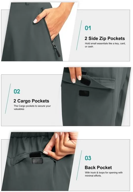 Women's 10" Hiking Golf Long Shorts with 5 Pockets Knee Length Lightweight Quick Dry Cargo Bermuda Shorts for Women
