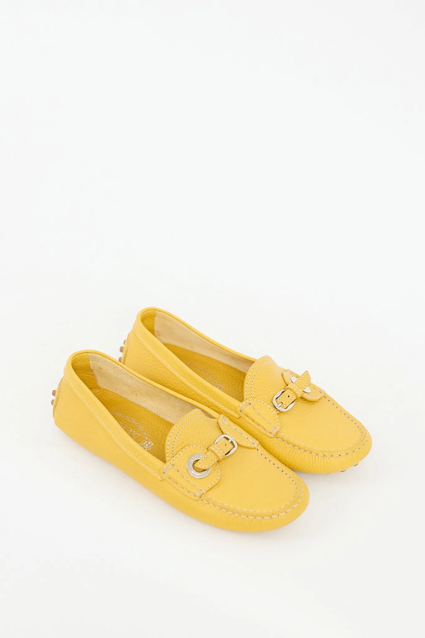 Yellow Leather Buckle Loafer
