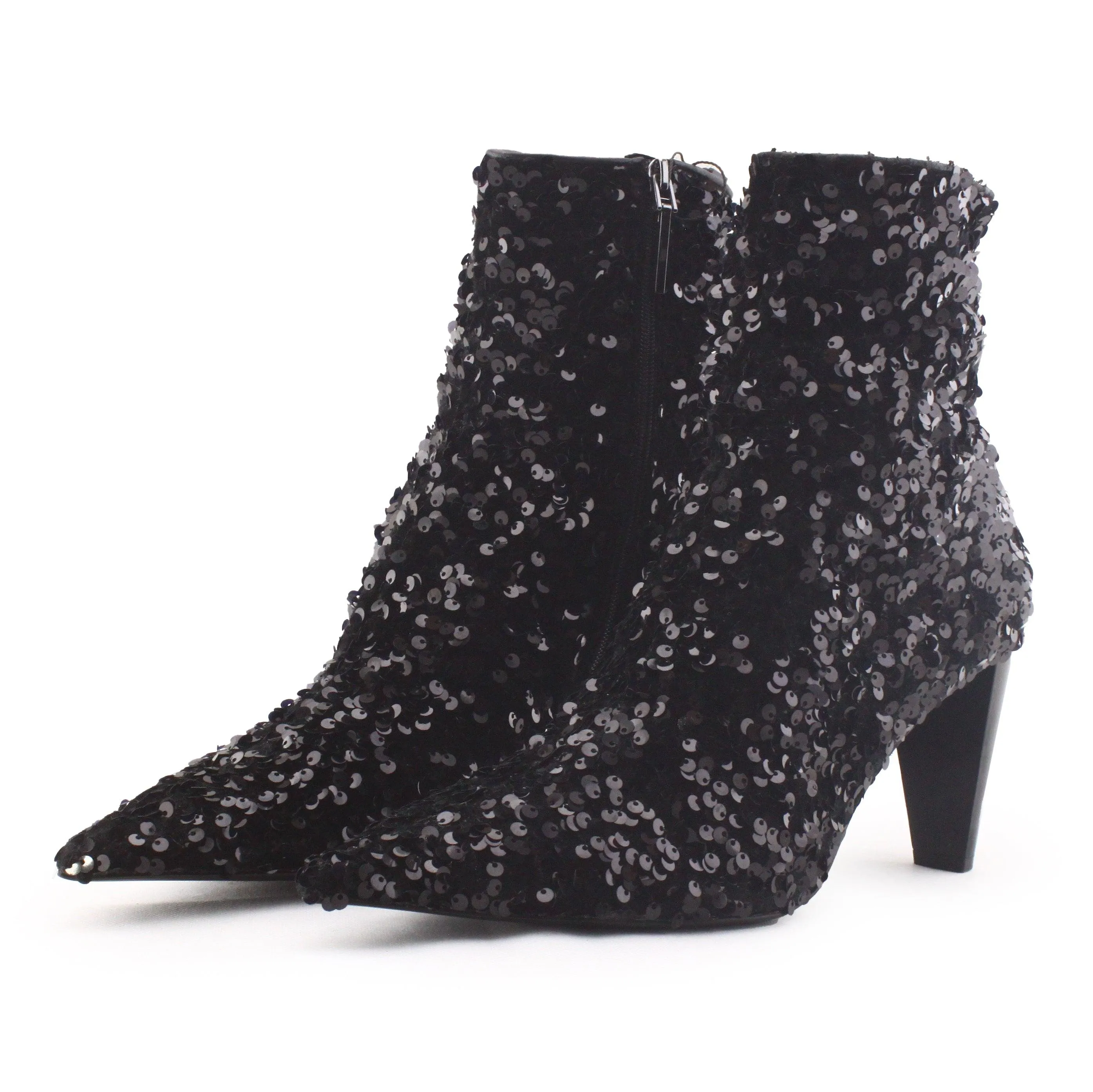 Zara Zipper Block Heels Ankle Boots | Textile