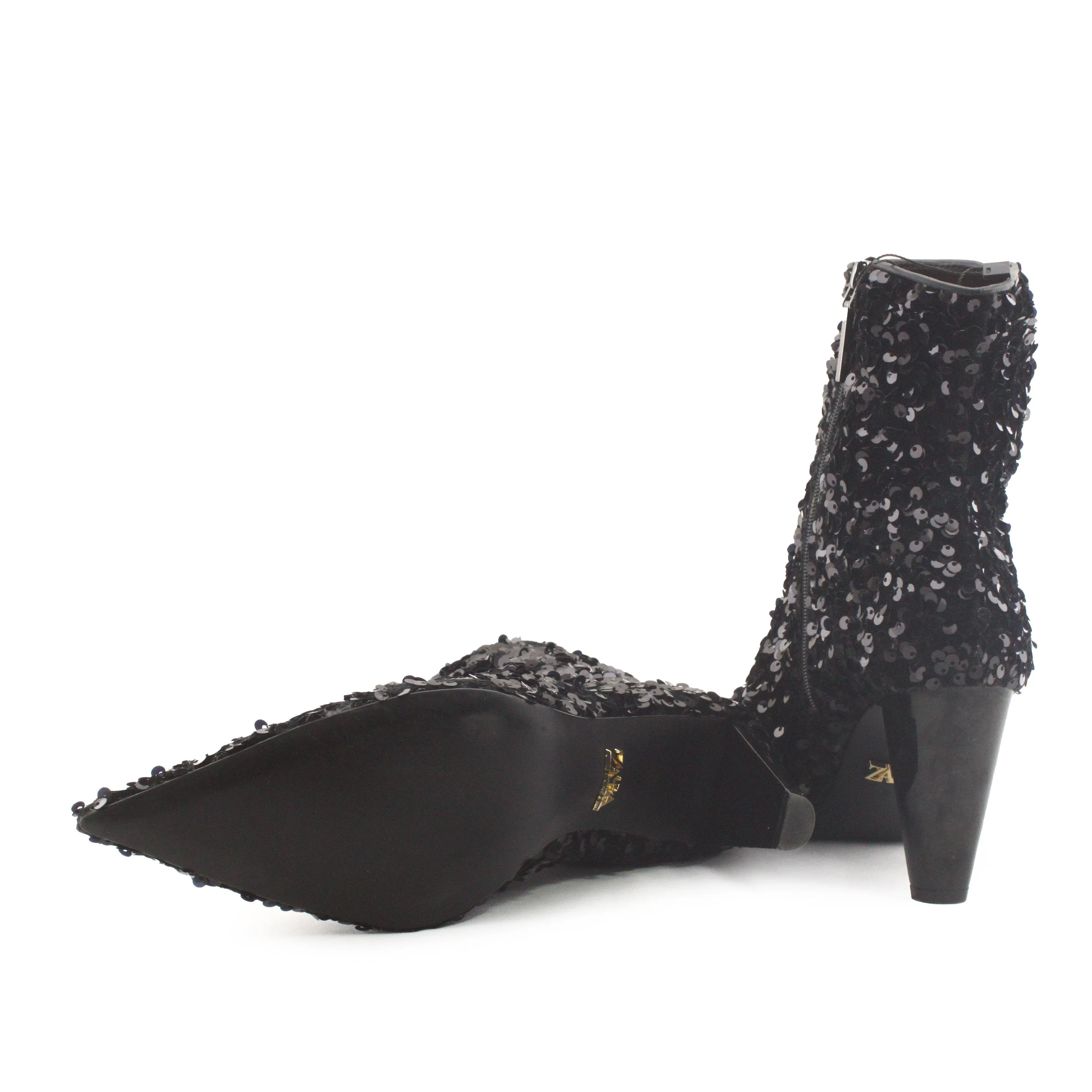 Zara Zipper Block Heels Ankle Boots | Textile